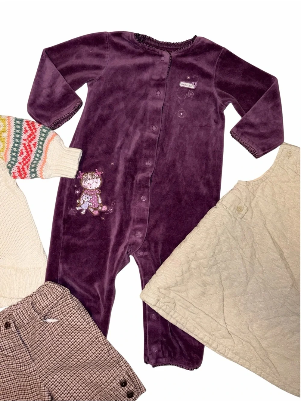 Y2K Baby Gap Carter’s Girls 12-18M 4pc Fall Bundle Houndstooth Cable Knit Preppy